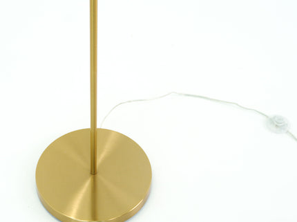 Majestic - Ring Base Curved Floor Lamp With Triangle Drum Shade - Gold / White