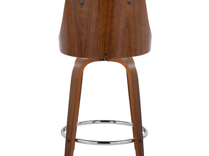 Gianna - Mid-Century Modern Fixed Height Stool With Swivel With Round Footrest (Set of 2)