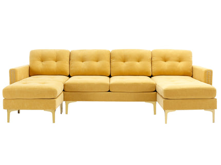 Modern L - Shape Convertible Sectional Sofa With Movable Ottoman
