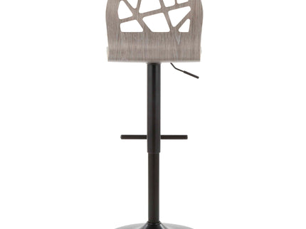 Folia - Mid Century Modern Adjustable Barstool With Swivel With Straight T Footrest (Set of 3)
