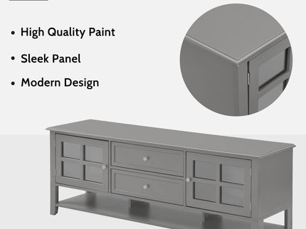TV Stand, Entertainment Center With Dual Drawers And Hidden Storage, Cabinet With Soft Closing Doors And Sleek Panel Design