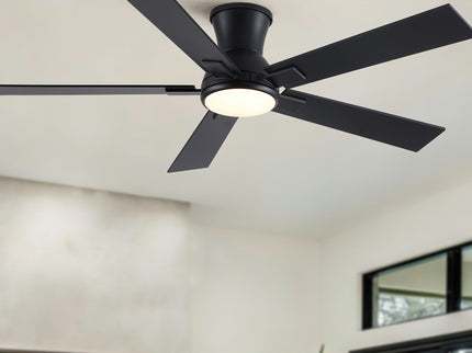 Low Profile Flush Mount Intergrated LED Ceiling Fan With Light And Reversible Quiet Motor