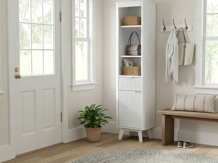 Tall Bathroom Storage Cabinet With Adjustable Shelves And 1 Drawer & Door
