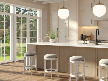 Backless Swivel Stool With Upholstered Seat