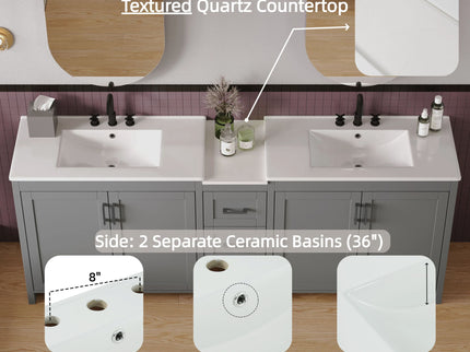 Double Sink Bathroom Vanity With Quartz Countertop