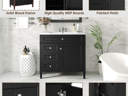 Bathroom Vanity With Top Sink, Storage Cabinet With 2 Drawers And Tip Out Drawer