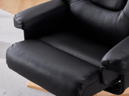 Massage Recliner With Ottoman, 360° Swivel, Heat & Vibration - Black Pu