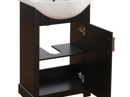 20" Bathroom Vanity With Bulged Sink, Freestanding Single Vanity Set, Soft Close Door