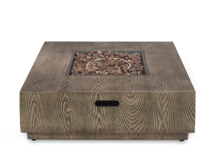 Wellington Square Iron Fire Pit With Wood Pattern Design And 50, 000 Btu Output