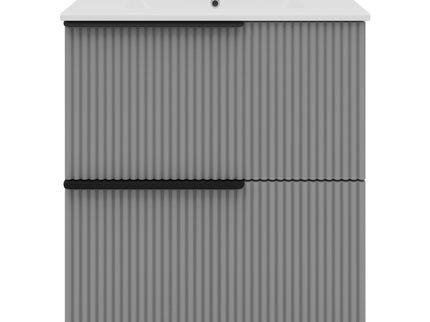 Fluted Bathroom Vanity With Ceramic Sink, Freestanding Cabinet