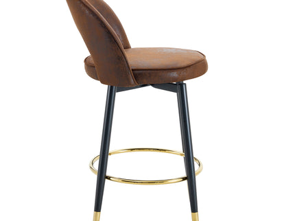 Upholstered Rotatable Bar Chair With Metal Legs For Dining Room