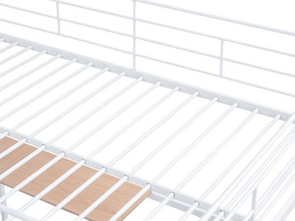 Loft Bed With Desk And Grid, Stylish Frame With Lateral Storage Ladder And Wardrobe