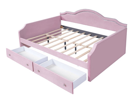 Upholstered Daybed With LED Lights And 2 Drawersme