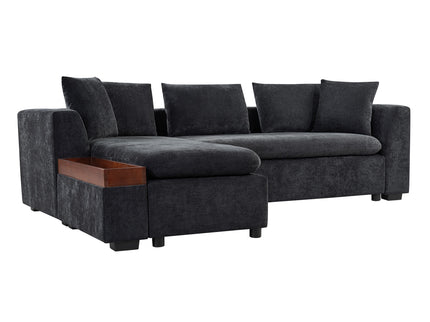 Modern L Shaped Sectional Sofa With Upholstery And Wooden Storage