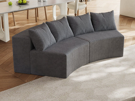 Curved Sectional Sofa With 4 Pillows, Modular Semi Circular Design