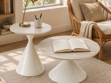 2 Piece Coffee Round Table Set