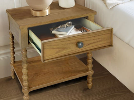 Traditional Durable Nightstand Table With Drawer And Shelf