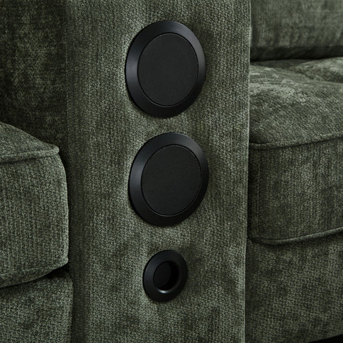 Modern Sectional Sofa U-Shaped With Movable Ottomans, tooth Speakers, LED Lights And Modular Storage