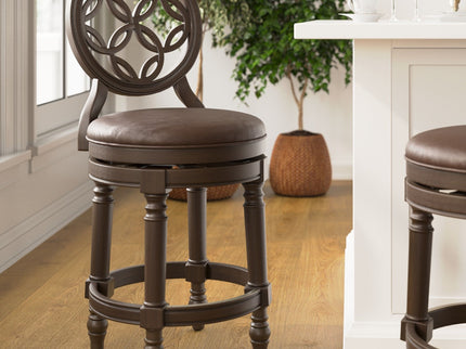 Stool With Back And Swivel Upholstered Seat