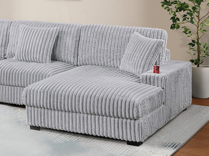 RAF Chaise With Cup Holder Modular Living Room Furniture Pillow - Gray / Mink