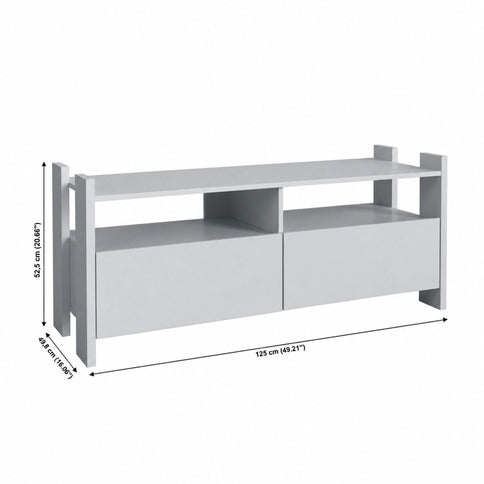 TV Stand For TVs Up To 55" With Open Shelves And 2 Drawers - White