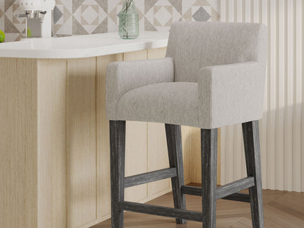 Charmed Upholstered Counter Stool With H Frame Base And Round Arms