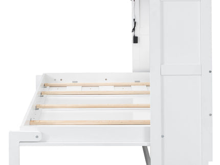 Murphy Bed With LED Light, Foldable Wall Bed Cabinet