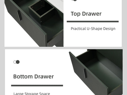 Bathroom Vanity With Ceramic Sink, Fluted Design