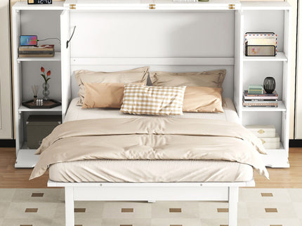 Murphy Bed With Shelves, Drawers And USB Ports
