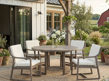 5 Piece Outdoor Dining Set, Patio Table And Chairs With Umbrella Hole