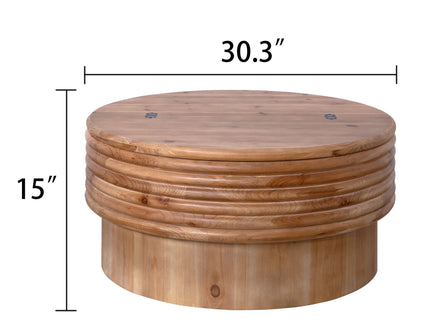 Round Wooden Coffee Table With Hidden Storage, Modern Rustic Centerpiece For Living Room - Multi / Natural / Rustic