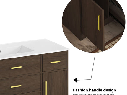 Bathroom Vanity With Abundant Storage 2 Soft Close Doors And 6 Drawers
