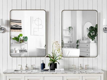 Wall Mirror Rectangular Mirror Metal Framed Mirror Vanity Mirror Dressing Mirror, For Bathroom, Living Room, Bedroom