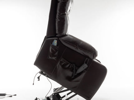Lift Chair With Heat & Massage, 2 Pockets, 2 Cup Holders, Dual Remote - Wine Red
