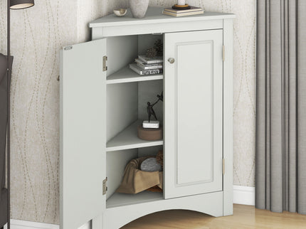 Triangle Bathroom Storage Cabinet With Adjustable Shelves, Freestanding Floor Cabinet For Home Kitchen