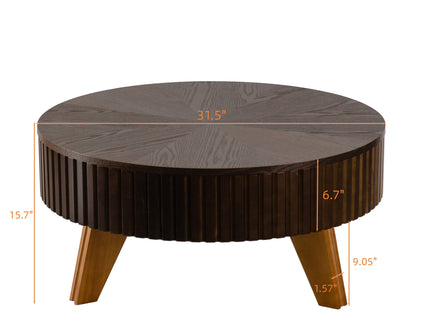 Round Retro Coffee With Solid Wood Legs