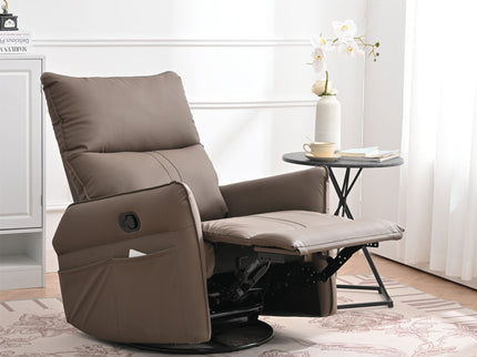 360° Modern Small Rocking Swivel Recliner Chair With Side Pocket