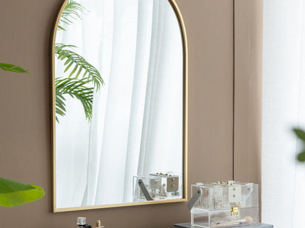 Arched Mirror With Metal Frame, Wall Mirror For Living Room Bedroom Entryway