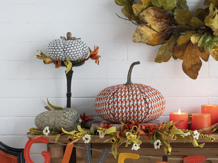 Pumpkin Ornament Decor For Holiday Harvest Festival Fall Festival & Thanksgiving (Set of 2) - Orange Multi