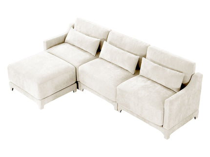 Stylish Sofa With Ottoman And Lumbar Pillows, Ergonomic Design