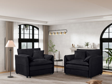 Modern Oversized Accent Chair, Comfy Single Sofa With Large Seat (Set of 2)