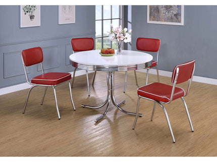 Parlisse - 5 Piece Round Dining Sets And Chairs - White