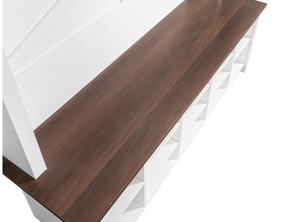 4 In 1 Hall Tree With 6 Hooks, Entryway Bench With Adjustable Shelves - White