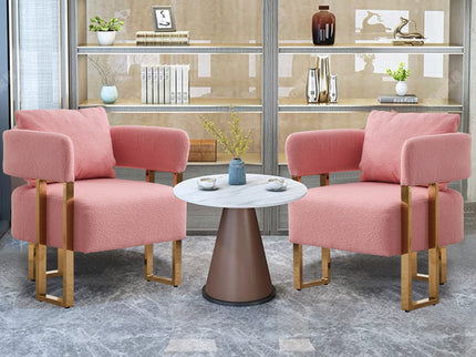 Modern Decorative Chair Teddy Fleece Upholstered And Metal Foot