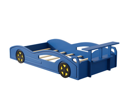 Wooden Race Car Bed, Car Shaped Platform Twin Bed With Wheels For Teens