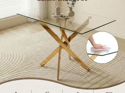 Rectangular Dining Table For Home Kitchen - Gold