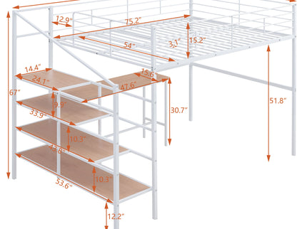 Loft Bed With Desk And Lateral Storage Ladder