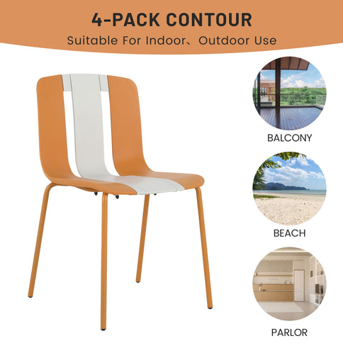 Modern Striped Blocking Single Chairs (Set of 4)