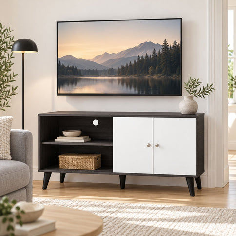 Amidon - TV Stand, With 2 Storage Shelves And 1 Cabinet