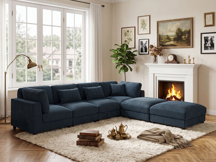 Upholstered Modular Sectional & Custom Configuration And Toss Pillows